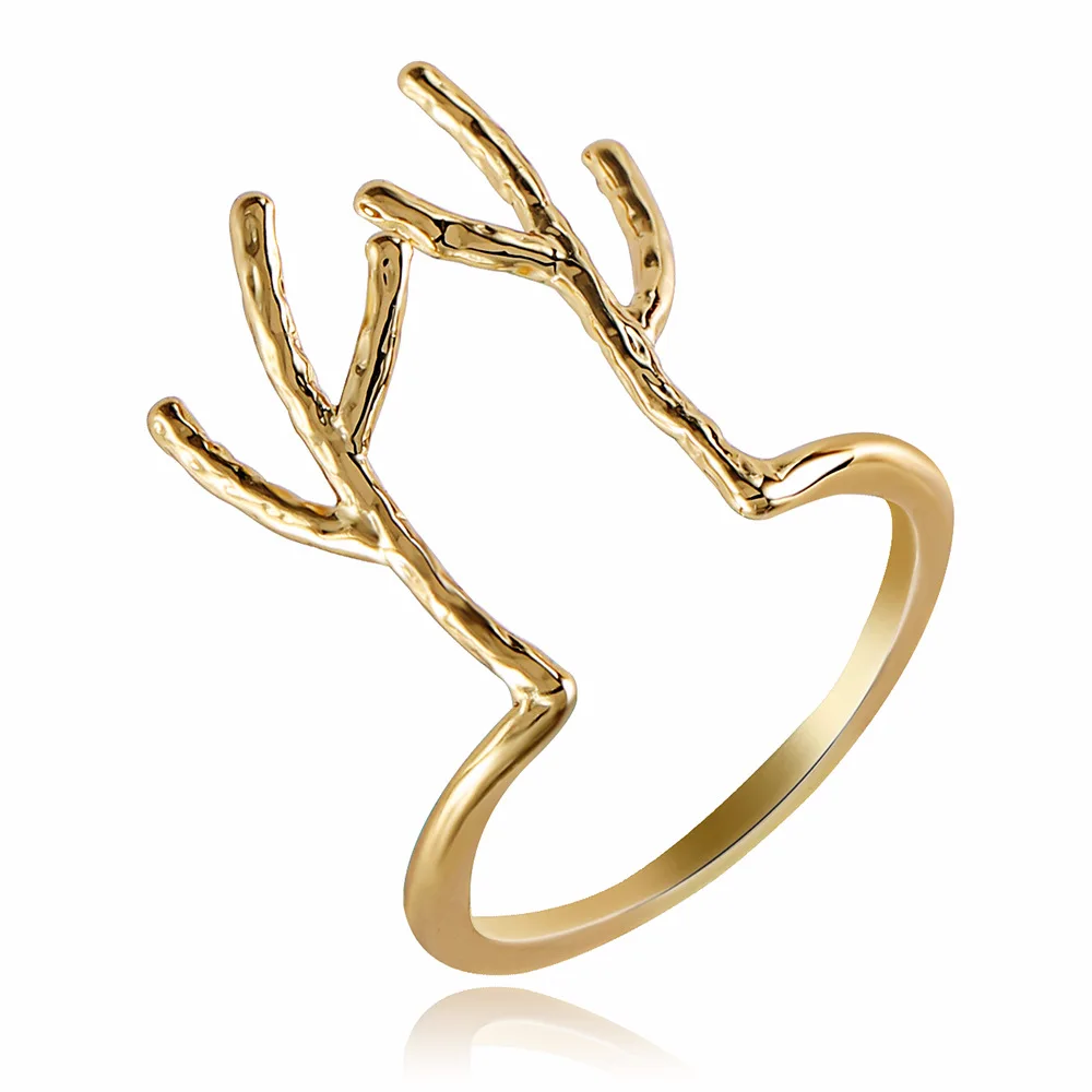 

Tree Branch Open Rings Christmas Xmas Gift Metal Antlers Adjustable Rings For Women