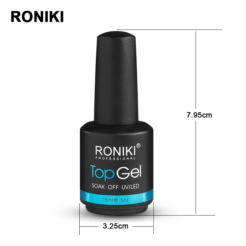 

RONIKI 15ml Soak Off No Wipe Top Coat Uv Gel Private Label Clear Nail Polish