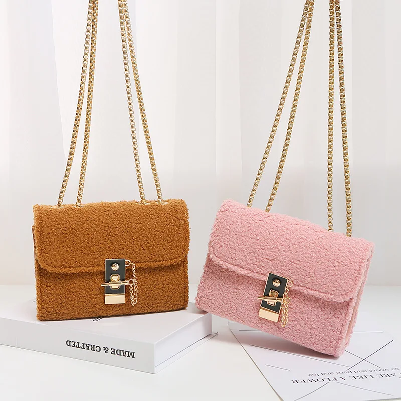 

European And American 2021 New Plush Women's Bag Single Shoulder Crossbag Women's Small Change Bag, As photo show