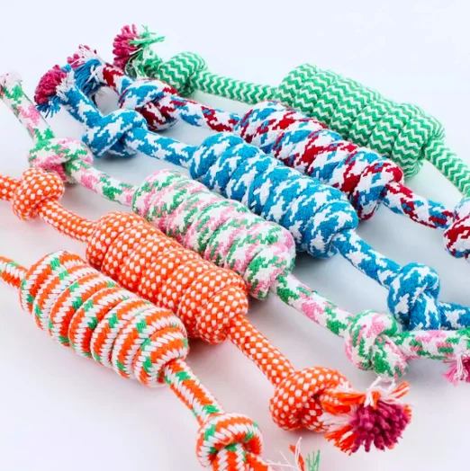 Eco Friendly Braided Knots Cotton Rope Dental Clean Pet Training Rope