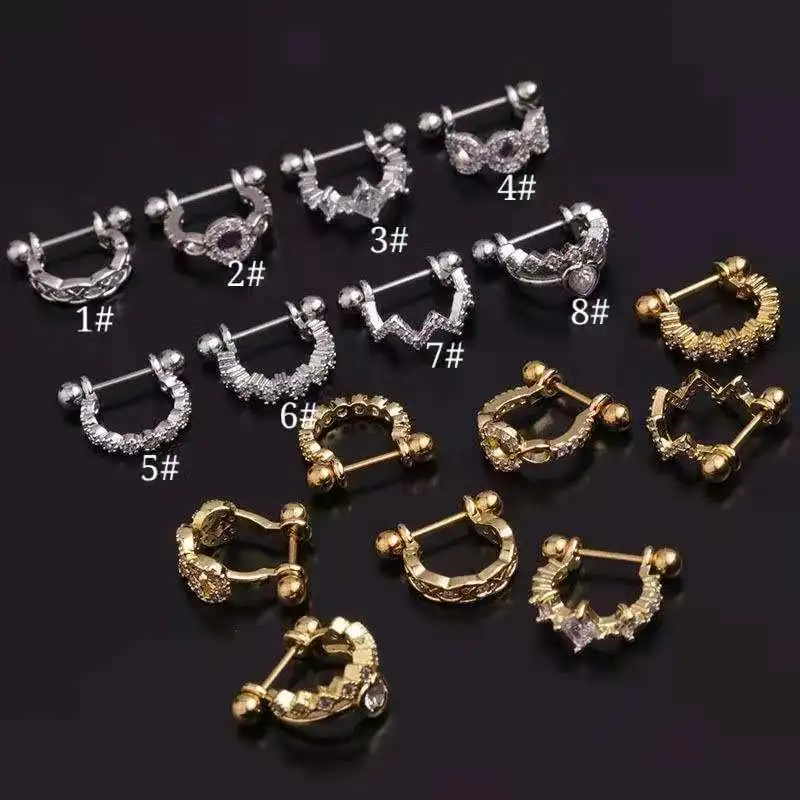 

New 20G Stud Cz Cartilage Earring Stainless Steel Barbell CZ Orbital Snug Diath Tragus Lone Piercing Hoop Earring