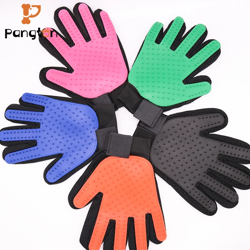 

gloves for pets 2021 deshedding pet combing grooming gloves hair remover fur brush shower spa wipes bathing clean gloves, Blue,pink,orange,green
