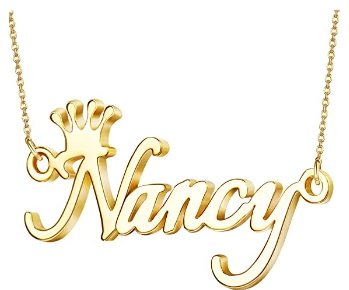 

BUREI wholesale women's personalized stainless steel jewelry custom 14K gold name necklace