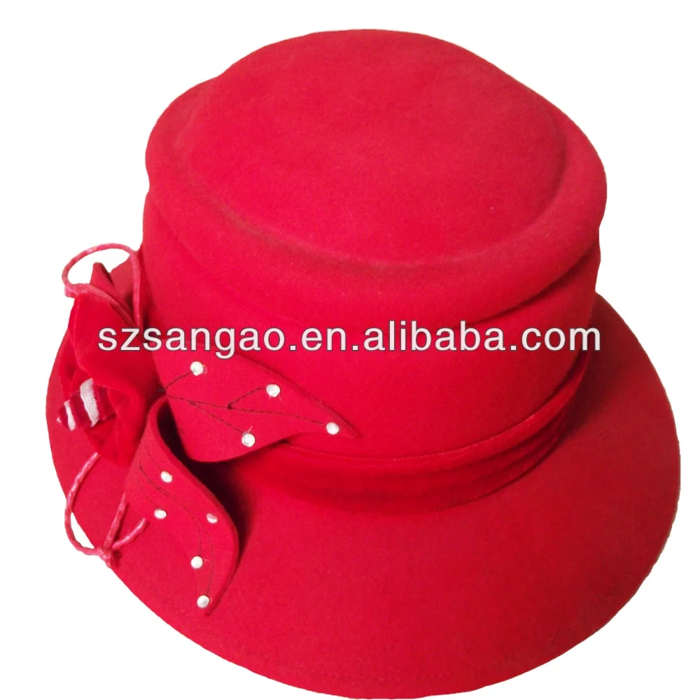 

Manufacture Red fashion wool felt hat customized Australia wool