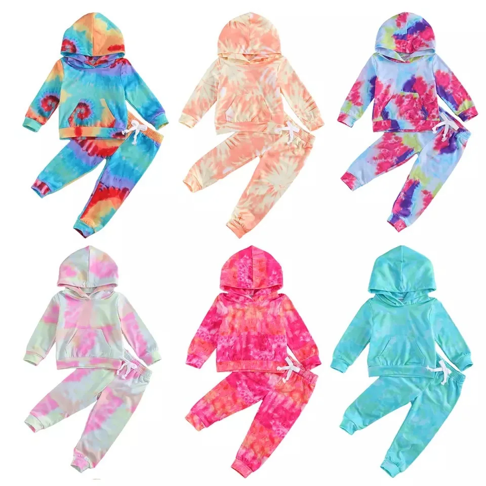 

Tie-dye Suit 2021 Spring and Autumn for Boys and Girls Clothes Packing Print Sweet Support DANCING Bear 3000 In-stock Items