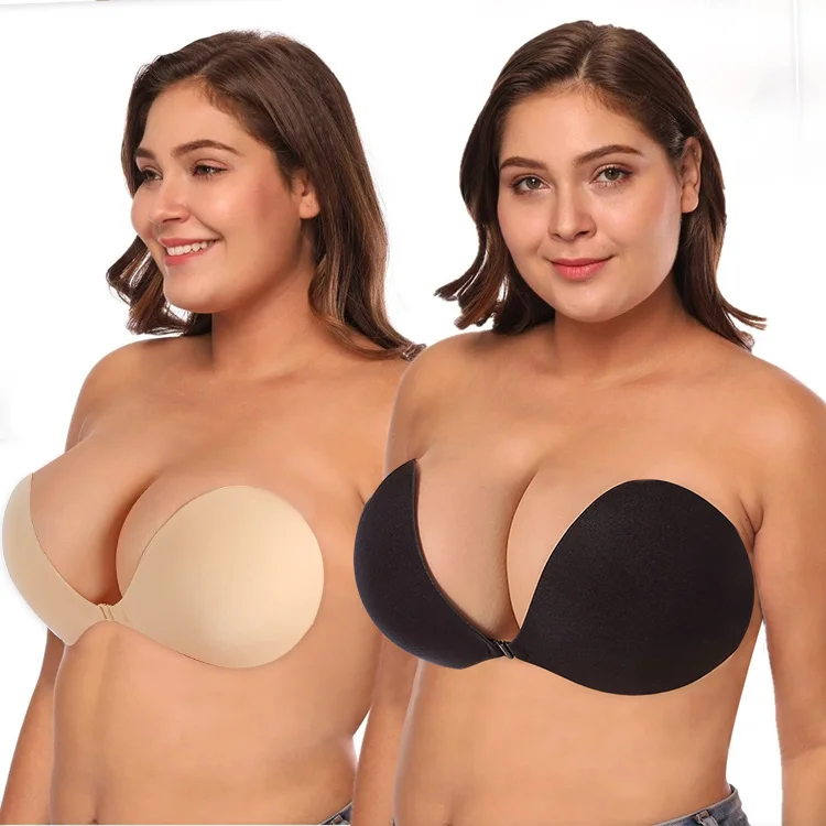 

big cup DD 3D size push up strapless backless adhesive plus size bras for big women