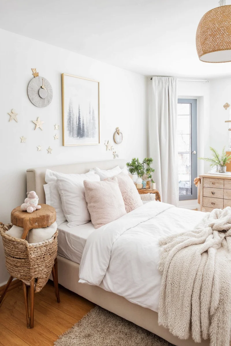 Festive throw pillows on a bed