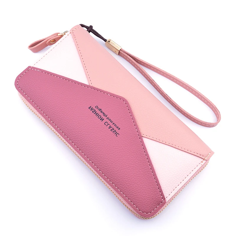 

Geometric lichee leather custom lager capacity lady long clutch wallet