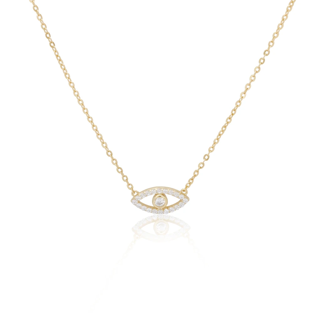 

Fine joyerias de plata kolye 925 Sterling Silver 18K 18K Gold Plated Blue Zircon Evil Eye Pendant Necklace Custom Anime Jewelry