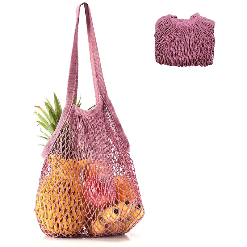 

Wholesale Eco Friendly 100% Cotton Organic Fruit Grocery Mesh Reusable String Net Shopping Bags Foldable Custom Branded, Customized color