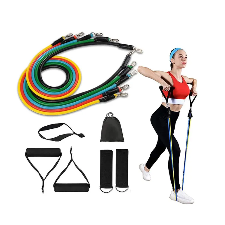 

Heavy Duty Fitness Rubber 11pcs Resistance Band Tube Set, Elastic Pull Up Assist Band Custom Logo Resistance Wholesale, Many colors