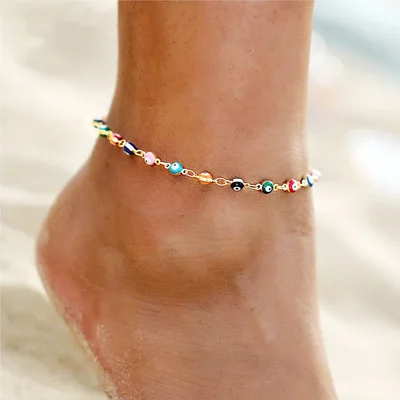 

Gold Plated Anklet 2021 Hot Sale Women Summer Beach Devil eye Anklets for Women, Gold,silver,