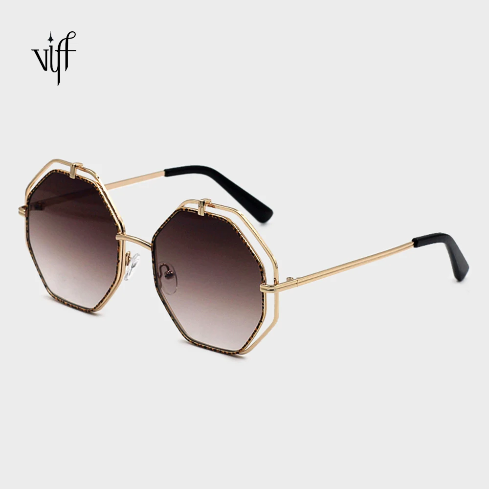 

HM19171 Custom logo summer luxury metal frame hexagon shape fashion sunglasses