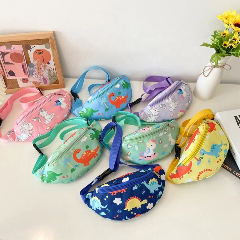 

Cartoon dinosaur unicorn school fanny pack crossbody nylon waist bag for kids