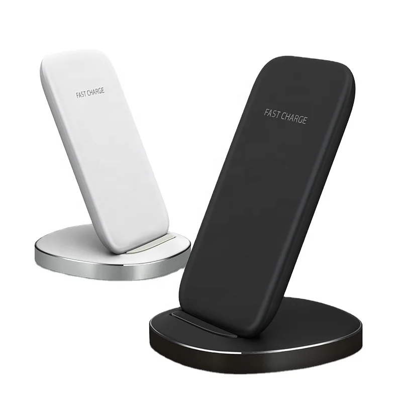 

Double Coil Fast 15W Qi Vertical Wireless Charger with Phone Stand For iphone 12
