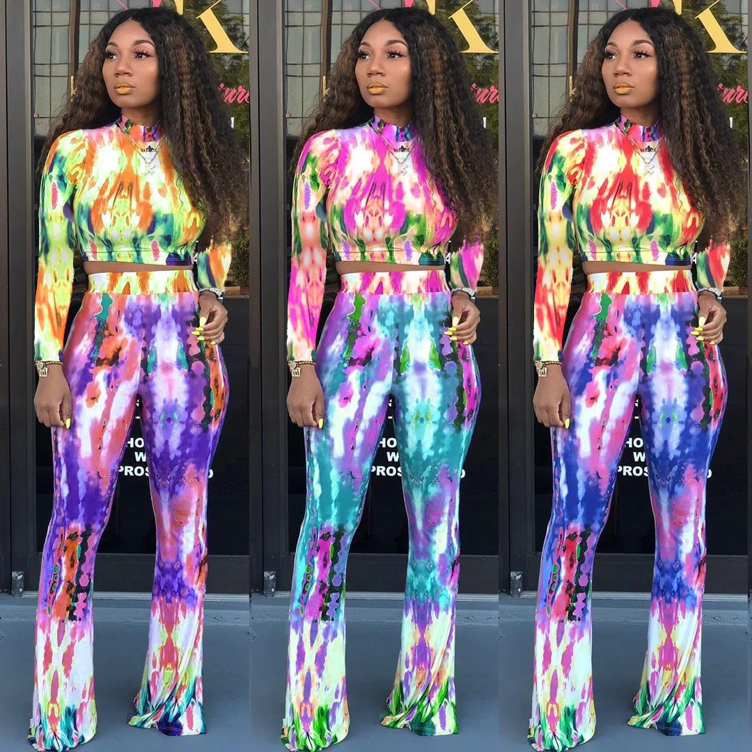 

2021 New Arrival sexy turtle neck two piece set fancy colorful bodycon women 2 piece clothing sets
