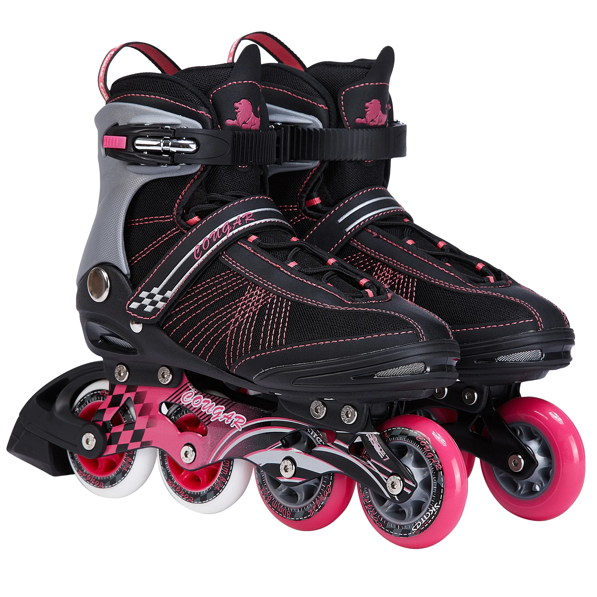 

Good Quality Fixed Size Inline Fitness Skate For Teenager/ Adult Of Cougar Brand, Black blue/black red/black rose