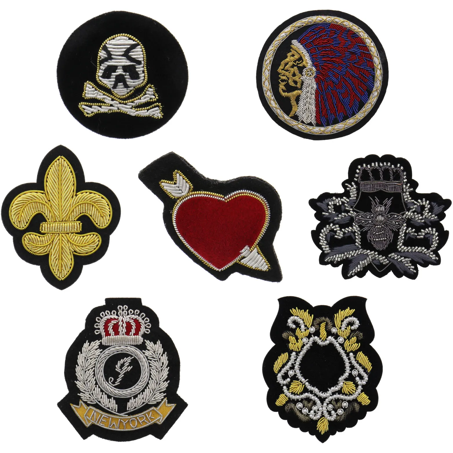 

Didamao Custom Logo Hand Embroidered Applique Bullion Wire Badges