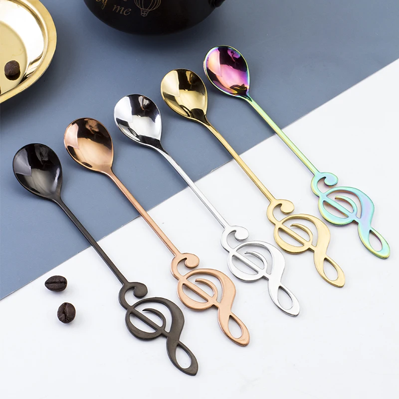 

Food Grade Metal Gold Music note Stirring Spoon stainless steel coffee tea spoon set music spoon
