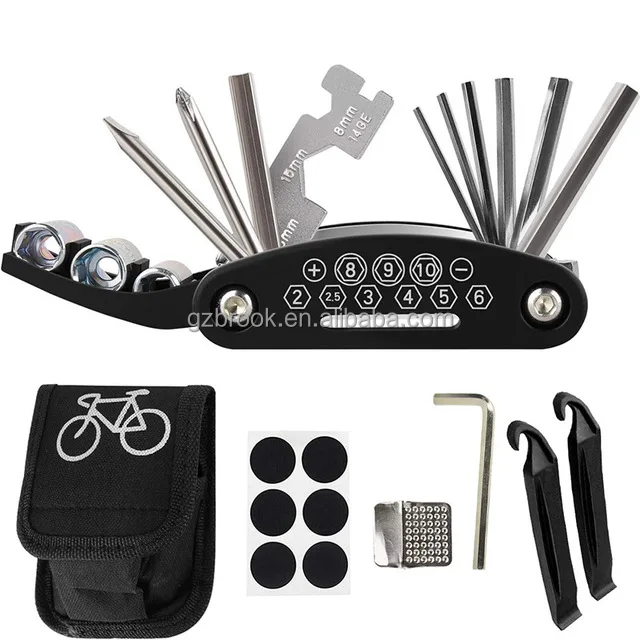 

Bicycle Repair Tools Kit Bike Accessories Multifunction Tool Kits for Road Mountain Bike Cycling, Black