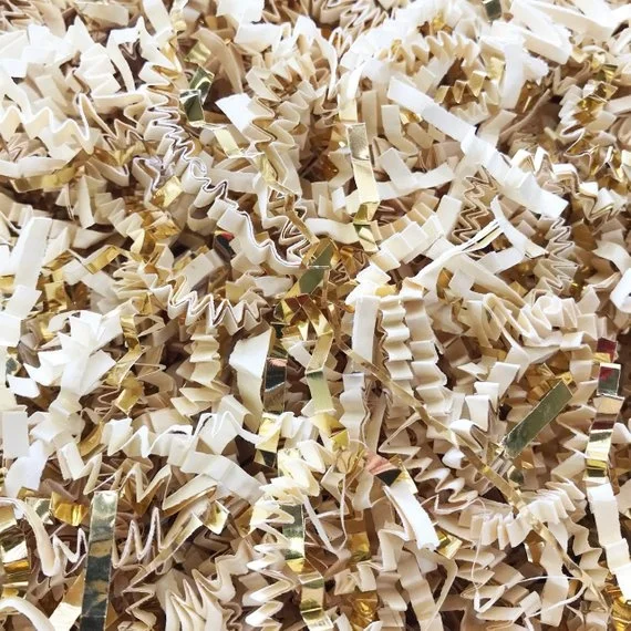 
Double face gold crinkle shredded paper gift box filler basket filling material 