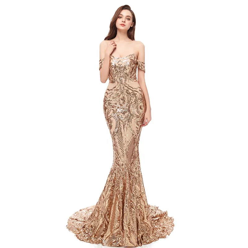 

Hot Sale Strapless Sequin Sexy Mermaid Women Party Wear Evening Dress 2020, As picture