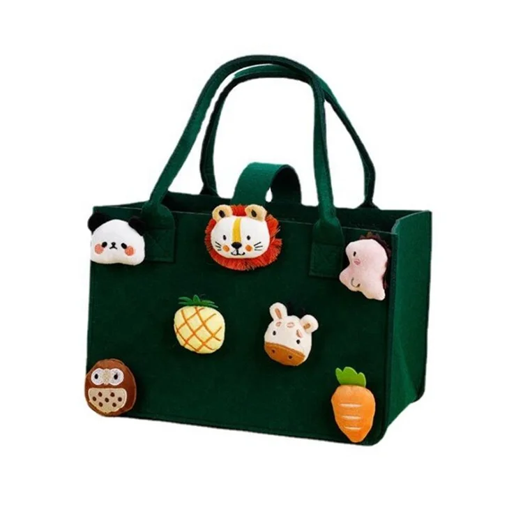 

2021 New Design Baby Cute Cartoon Felt Shopping Handbag, Light grey, dark grey, black or customized