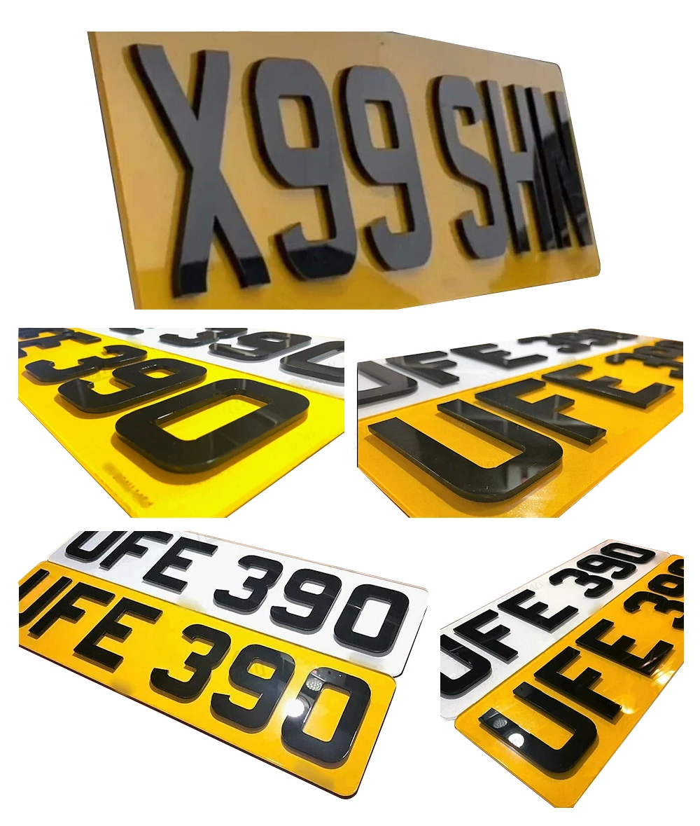 Custom Uk Blank Acrylic Car Number Plate Acrylic License Plate With 4d