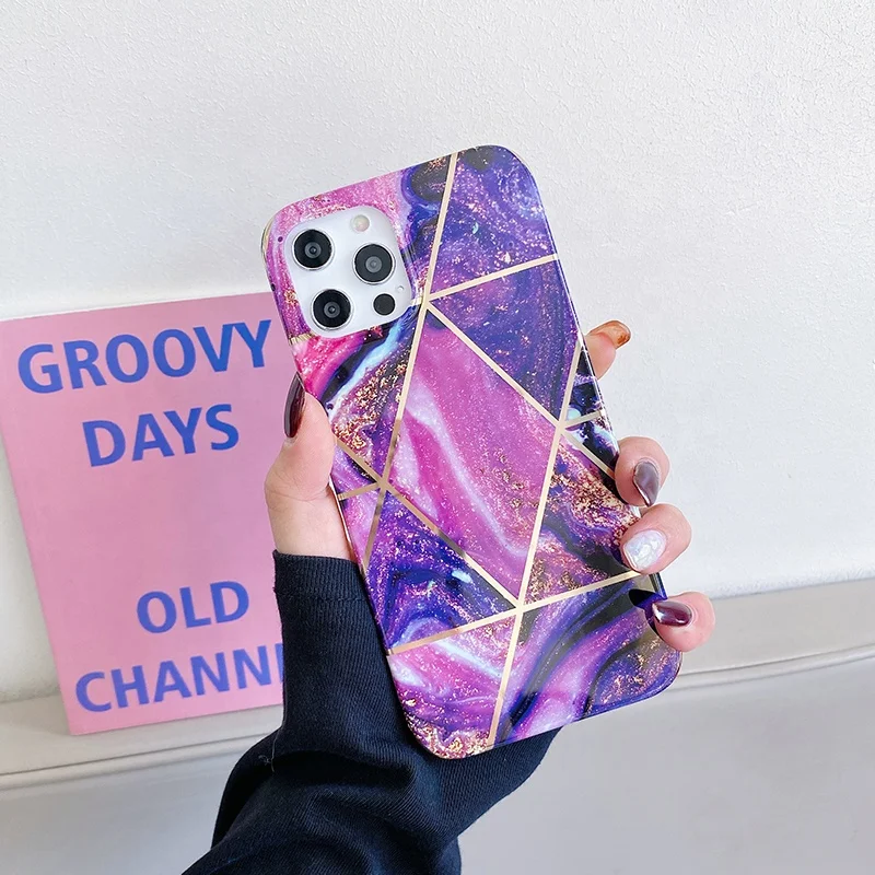

IMD Printed Luxury Cell Phone Cover For iPhone 11 Pro Max Geometric Stripe Marble Phone Case For Iphone 12 pro max, Multi-color, can be customized