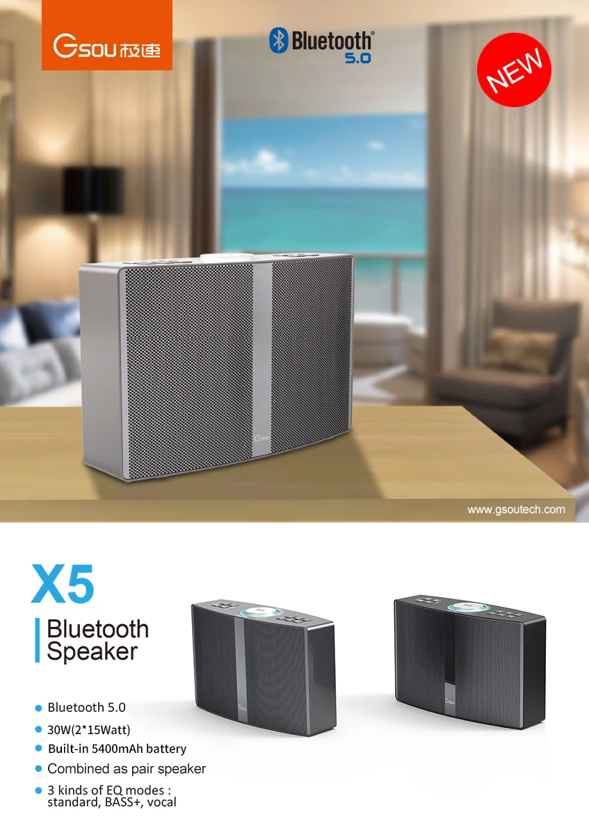 Gsou Super Bass Portable Bluetooth Speaker With Multiple Sounds Features For Home Audio System - ANKUX.COM
