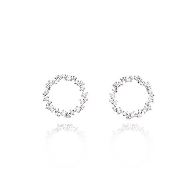 New Hot Fashion 925 Silver Crystal Circle Earrings for Women Girls Gift Fashion Statement Jewelry  Korean Earrings