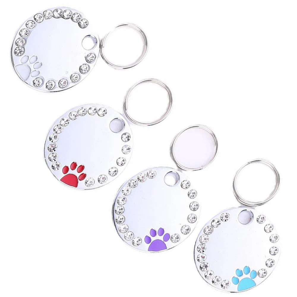 

Factory wholesale Zinc alloy identity brand claw print round hanging tag engraveade pet collar hanging cat dog tag