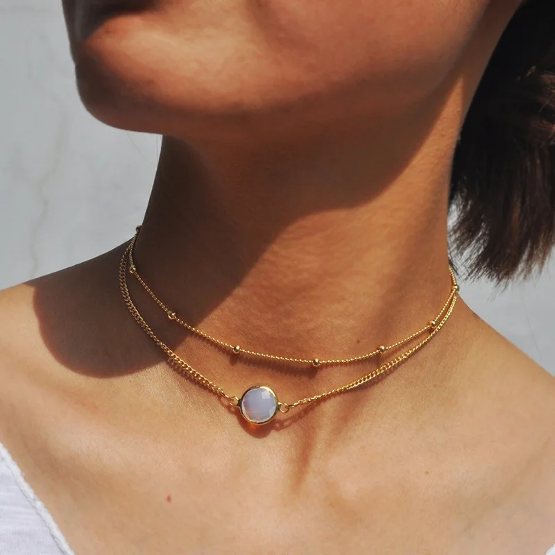 Fashion Stainless Steel Necklace Chain Necklace With Diamond