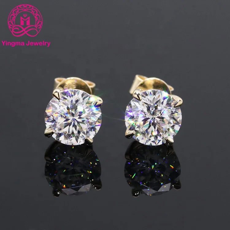 

Classic stud earrings 14k white / yellow gold diamond moissanite earrings 0.5ct/1ct/2ct round VVS white D moissanite earrings