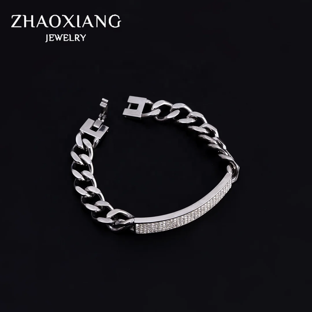 

Cuban Bracelets Bangles For Women Men Street Hip Hop Style Paved Cubic Zircon Jewelry Accessories, Steel