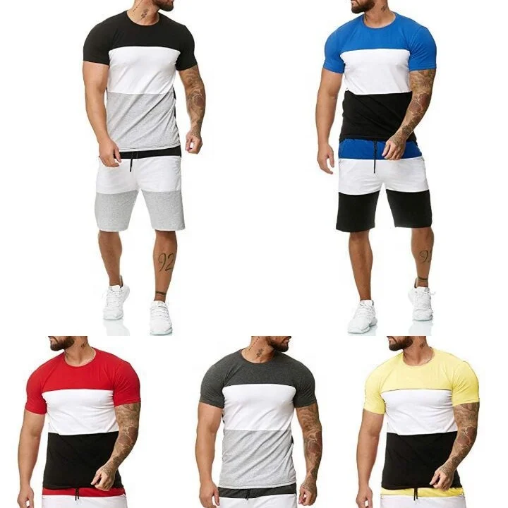 

RX-01New season o-neck Short Sleeve sportswear men's tracksuit shirt and shorts set mens casual two piece men short set, As picture shows or customized color