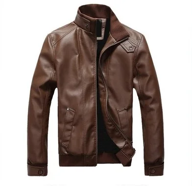 

Wholesale Fashion Mens Jackets Stand Collar Slim Fit Motorcycle Biker Jacket Leather Jacket for Men