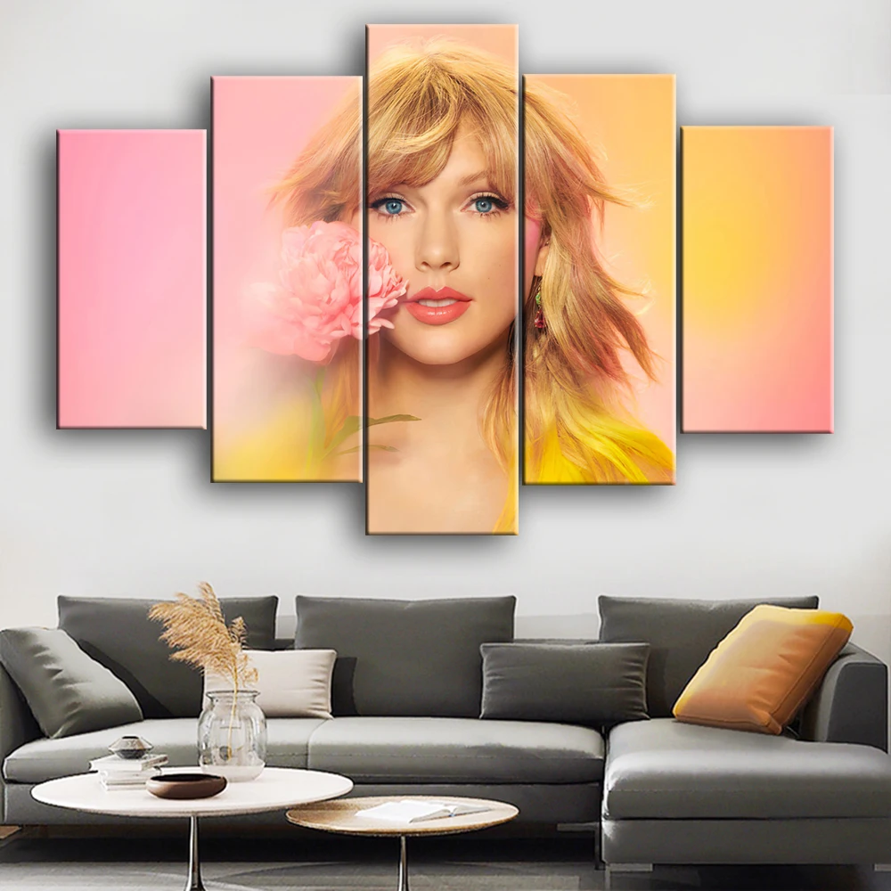 

5 Panels Taylor Photos Wall Art for Living Room Swift Canvas Prints Decorative Paintings Printed Canvas Taylor Home Paintings