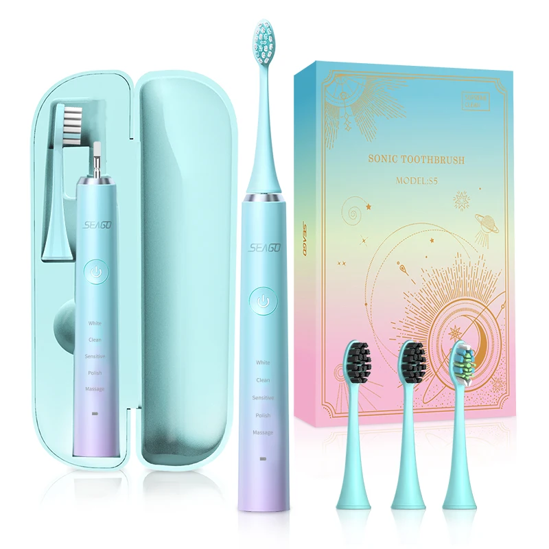 

Seago SG972 Hot Selling Fast Charge Powered Automatic 5 Brush Heads Sonic Electric Toothbrush For Teeth Whitening Sets