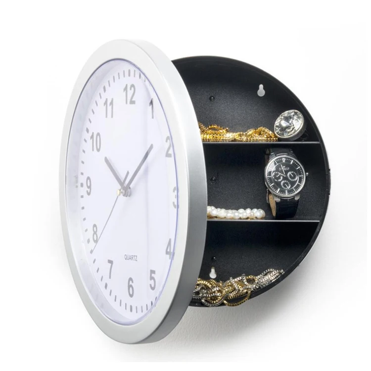 

Creative Home Security Safe Hidden Secret Storage Wall Clock, Silver