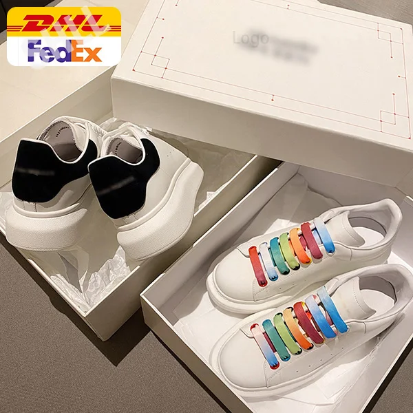 

Mc Queen Top Quality Alexander Fashions Rainbow Leather Chunky athletic running sneaker casual shoes with box