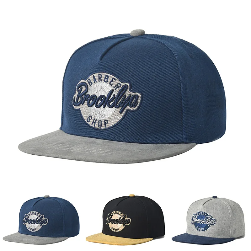 BROOKLYN Hip Hop Cap Flat Brim Trucker Baseball Cap with 3D Embroidered Color Contrast Corduroy Fabric for Sports Custom Logo
