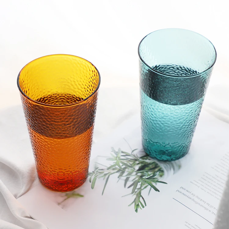 

Custom etched logo glass / transparent glass without handle single wall thin glass tumblers, Customized color