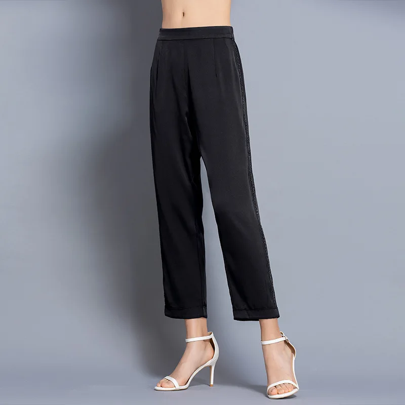 

19 m m silk stretch satin 2021 spring and summer new wide leg pants female high waist drape straight casual pants