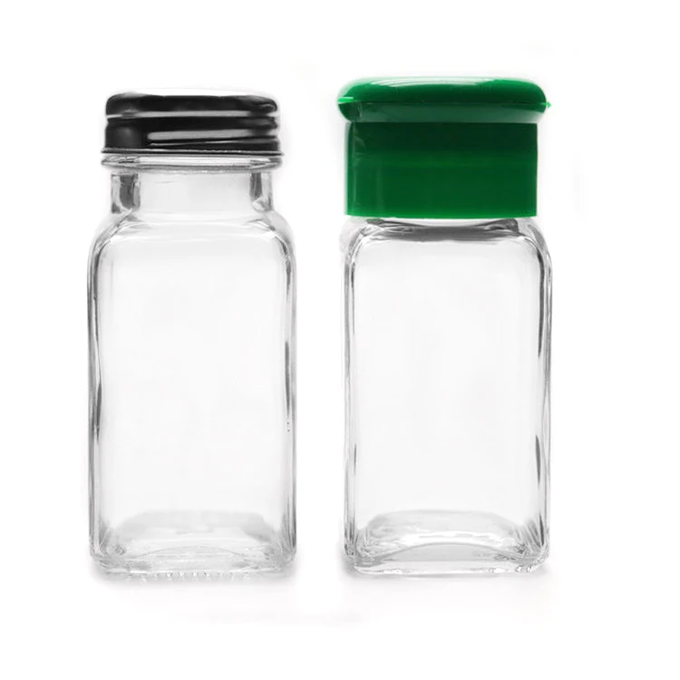 

60ml 80ml 100ml spice glass jar with metal / plastic shaker lid, Clear