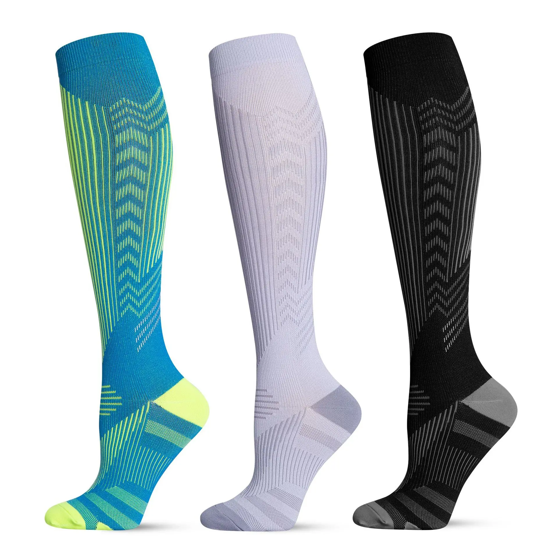 

Compression Sports Socks Reflective Strip Marathon Running Sock Outdoor Badminton Tennis Compression Sock, 3 colors/custom
