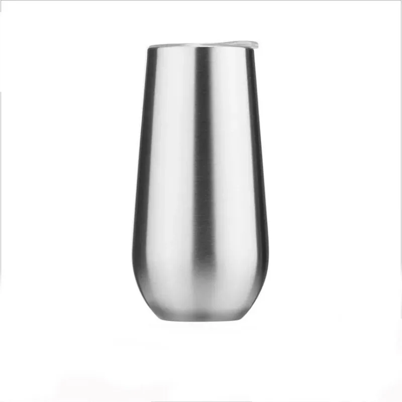 

6oz Wholesale Stainless Steel Vacuum insulation Wine Tumbler cups Custom logo Travel Double Wall Beverage Beer Mug with lid, Picture