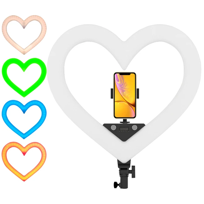 

Portable Tripod Photographic Lighting 19 inch RGB Llive Broadcast Lamp Heart Shaped LED Selfie Fill Light, White