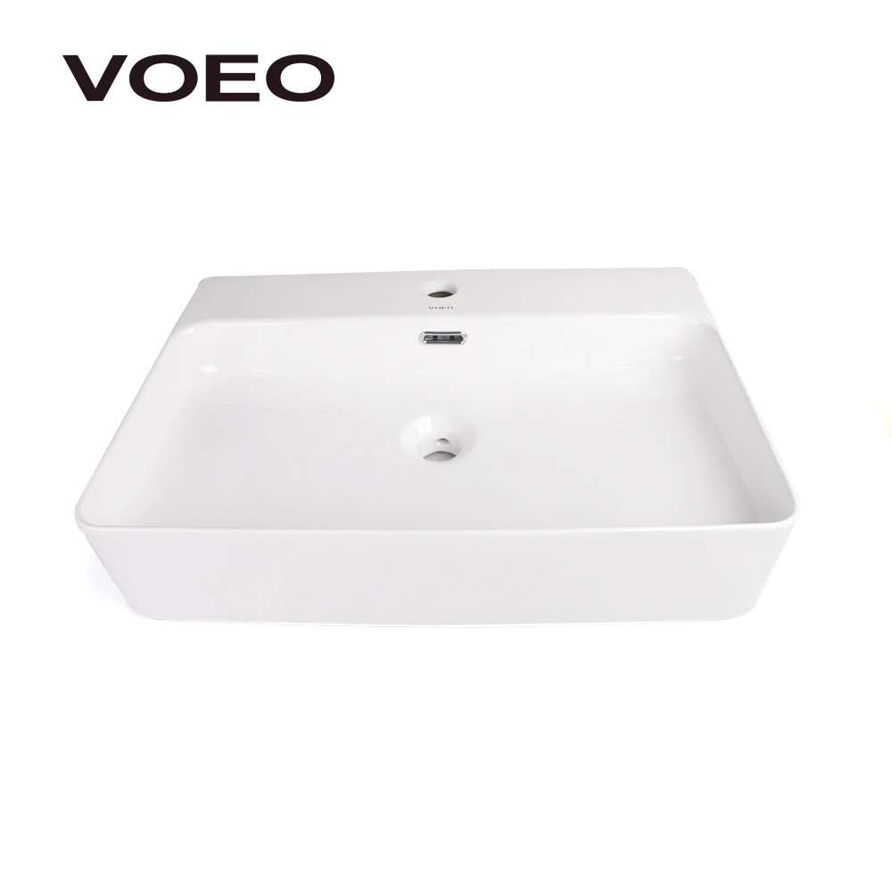 Modern design white color ceramic hand wash basin bathroom face sink with single hole faucet mount