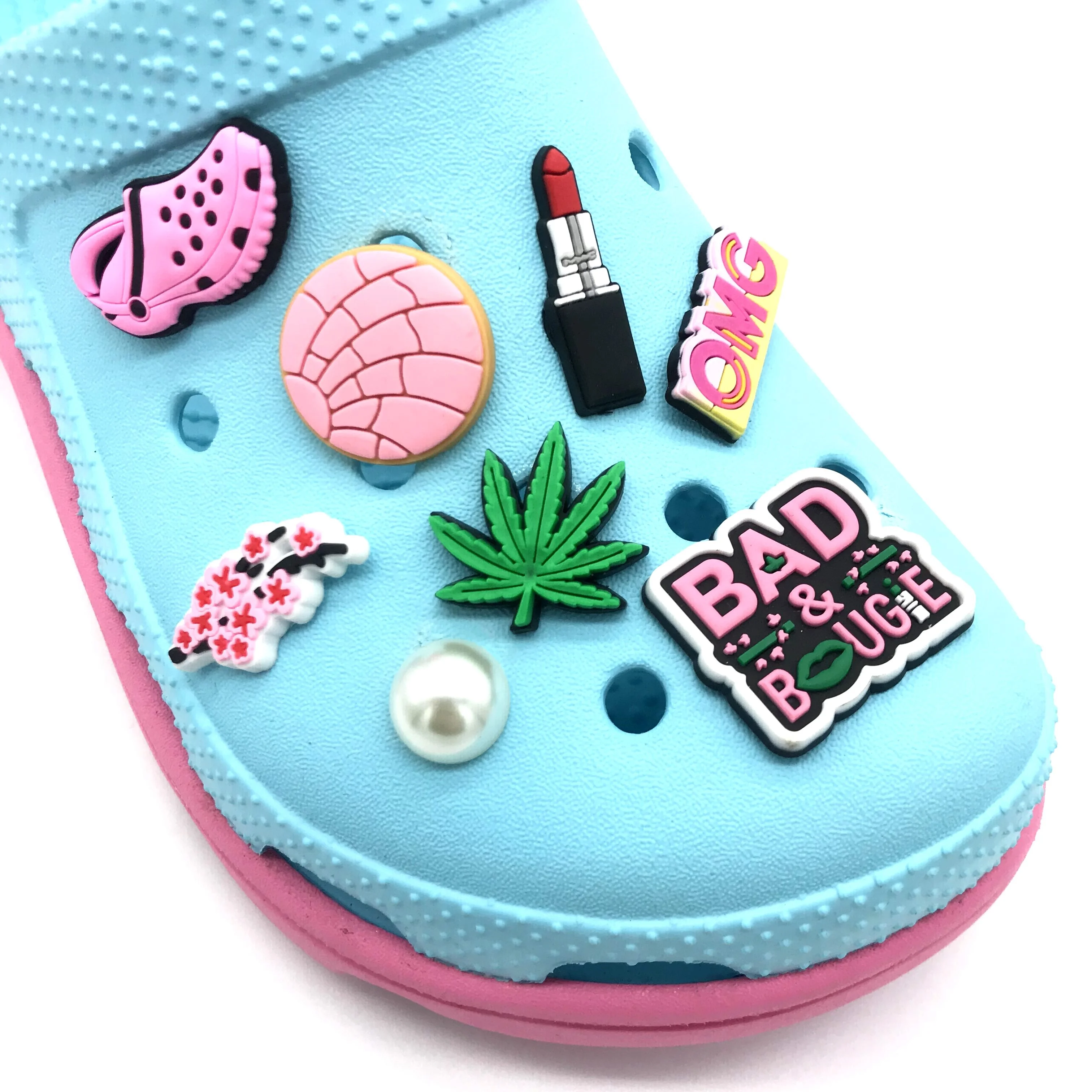 

8 Pcs mix Design jibz Soft PVC Cartoon Croc kid Shoe Charm for Various Styles Different shoes Decoration, Picture